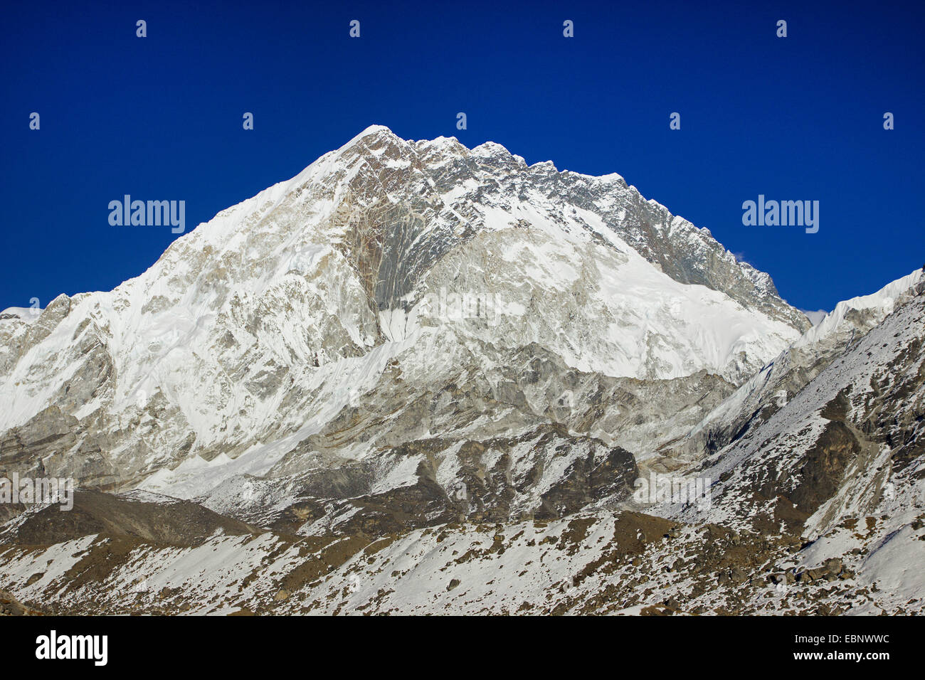 view from Lobuche to Nuptse, Nepal, Himalaya, Khumbu Himal Stock Photo