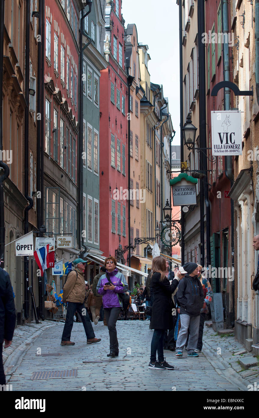 Crowded shop street in Gamla Stan Old Town, Stockholm, Sweden Stock Photo -  Alamy