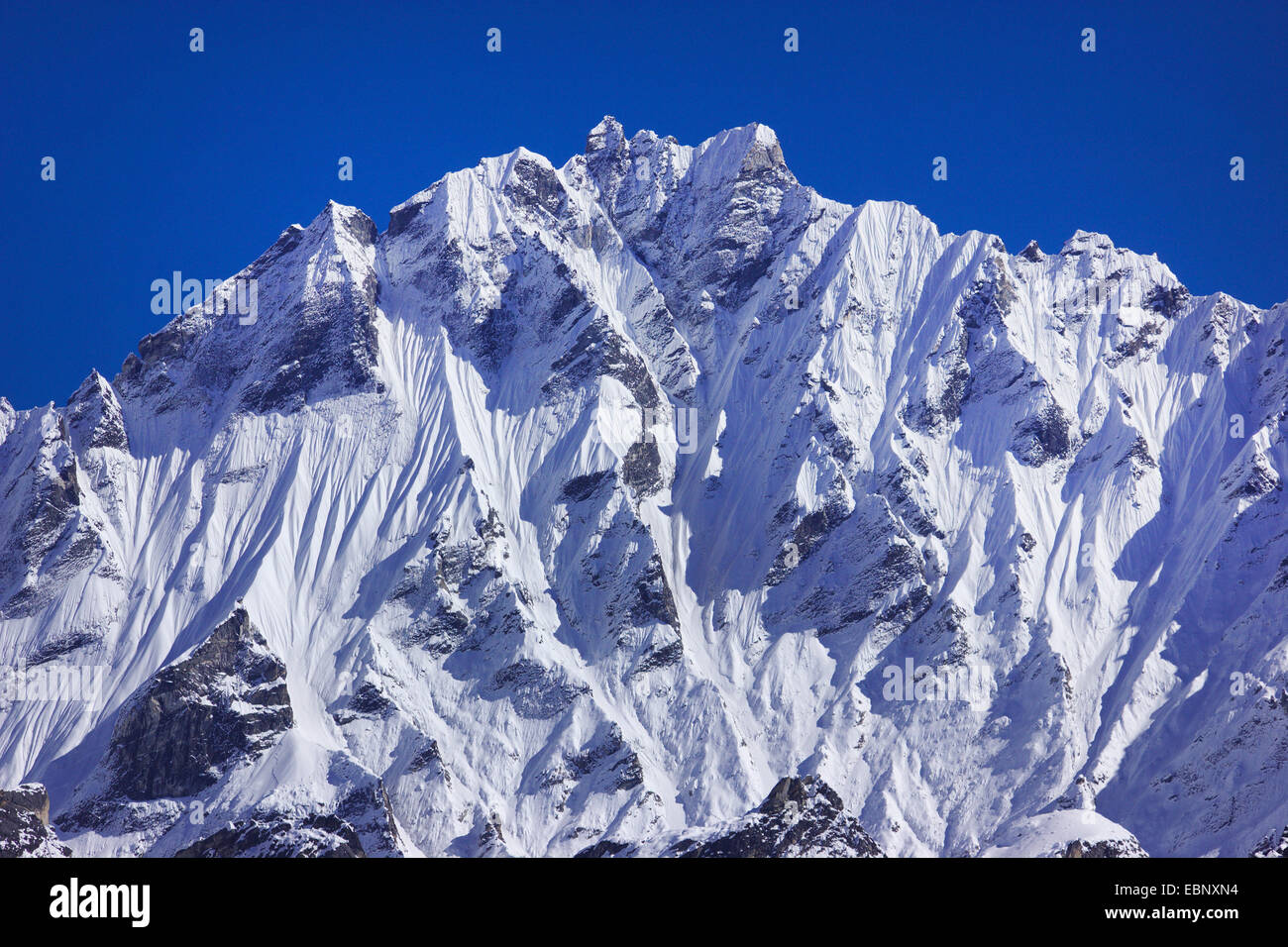 Ponggen Dopku (main summit hidden). View from ascension to Ganja La, Nepal, Langtang Himal Stock Photo