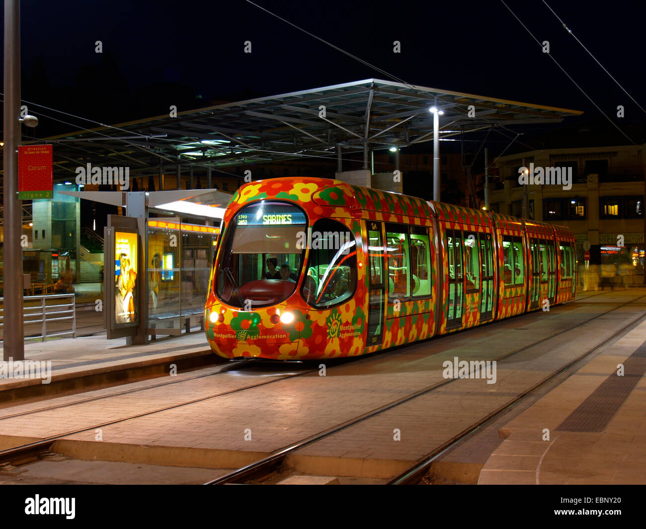 Modern Colourful Tramway At A Station At Night France Montpellier Stock Photo Alamy Modern Colourful Tramway At A Station At Night France Montpellier Stock Photo Alamy