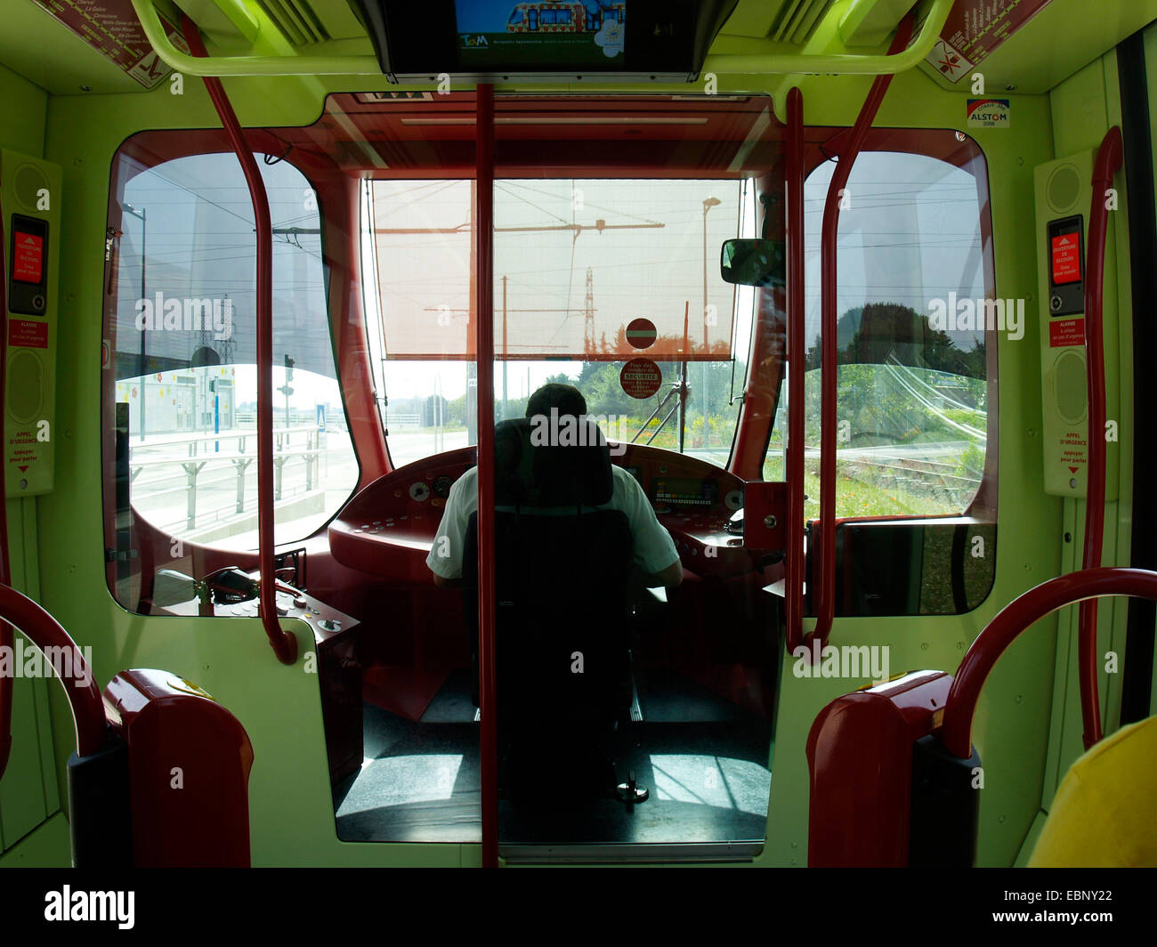 interior of a modern tramway, France, Montpellier Stock Photo