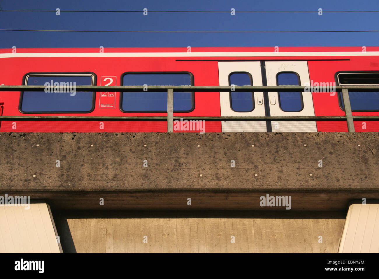 S-Bahn ET 422 on concrete bridge, Germany, North Rhine-Westphalia Stock Photo