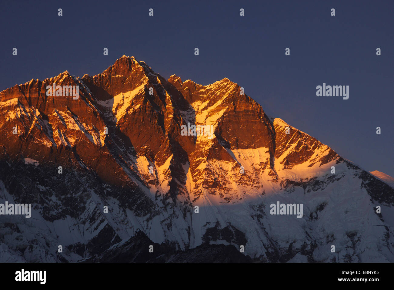 Lhotse in evening light, Nepal, Himalaya, Khumbu Himal, Chhukhung Stock Photo