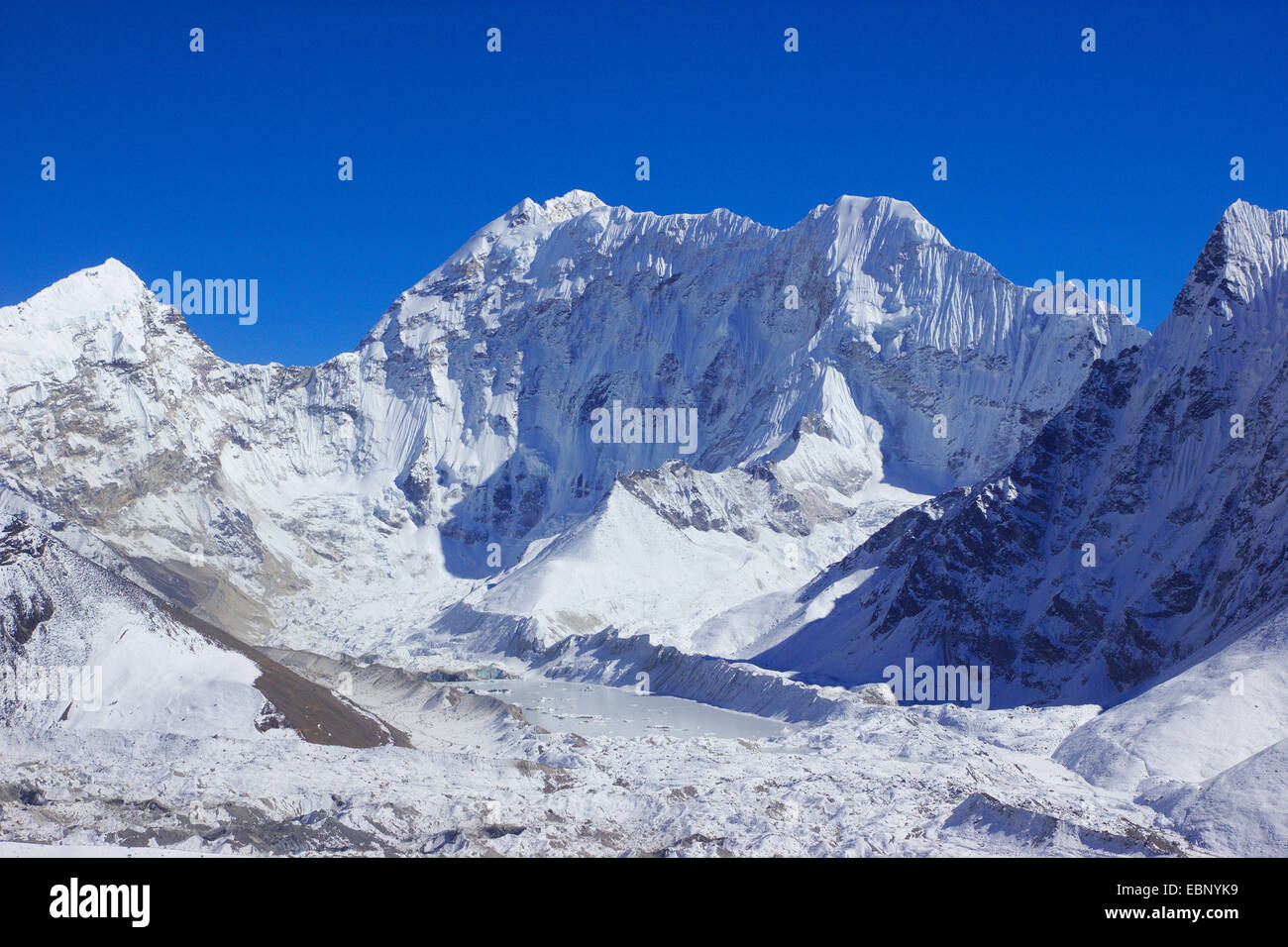 view from pre-summit of Chhukhung Ri to Baruntse, Nepal, Himalaya, Khumbu Himal Stock Photo