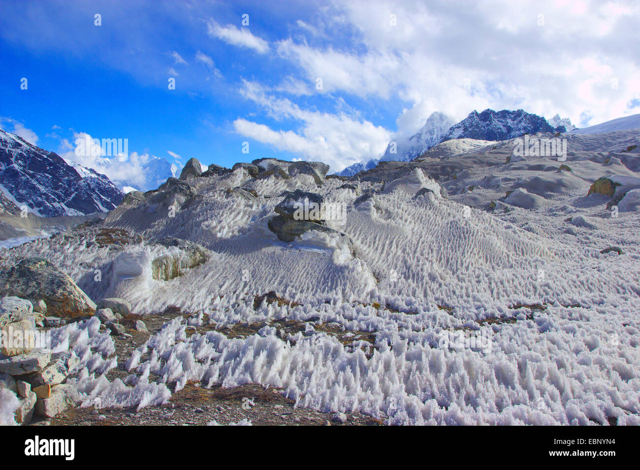 snow near Gokyo, Nepal, Himalaya, Khumbu Himal Stock Photo
