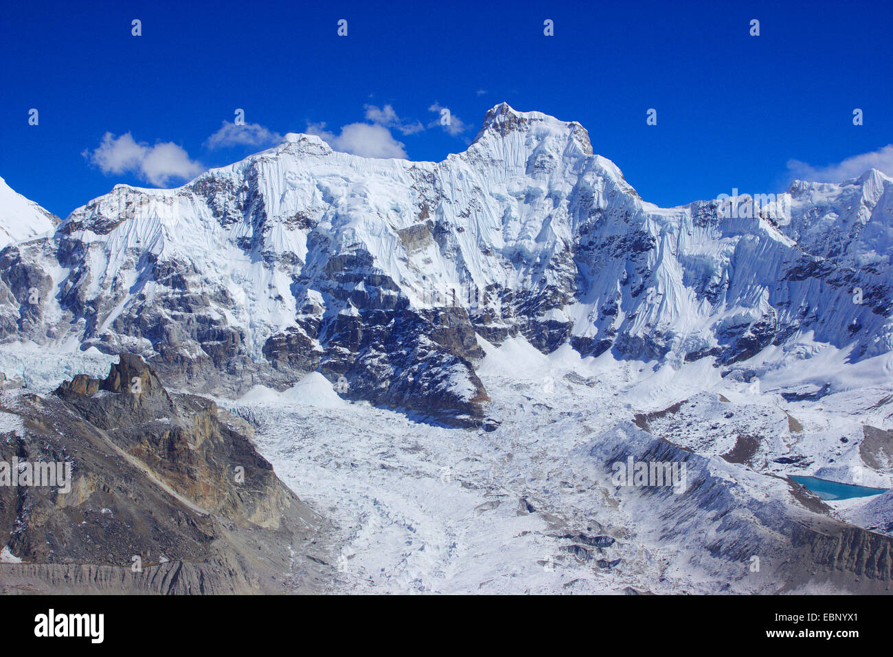 Chakhung (Hungchi) view from Ngozumba Tse, Nepal, Himalaya, Khumbu Himal Stock Photo