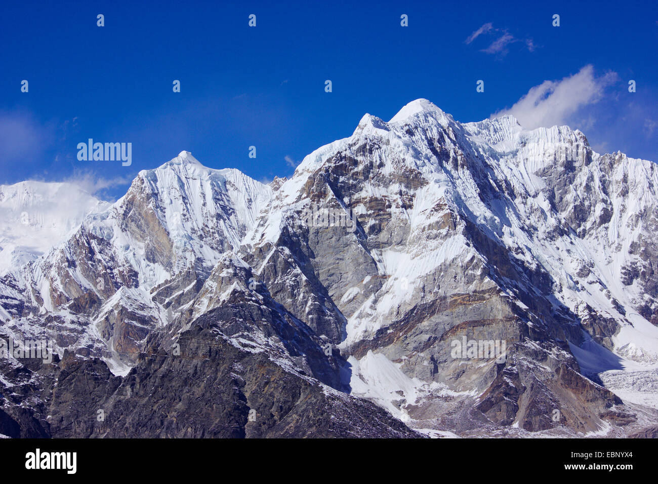 view from Kongma La to Chakhung (Hungchi) and Chumbu, Nepal, Himalaya, Khumbu Himal Stock Photo