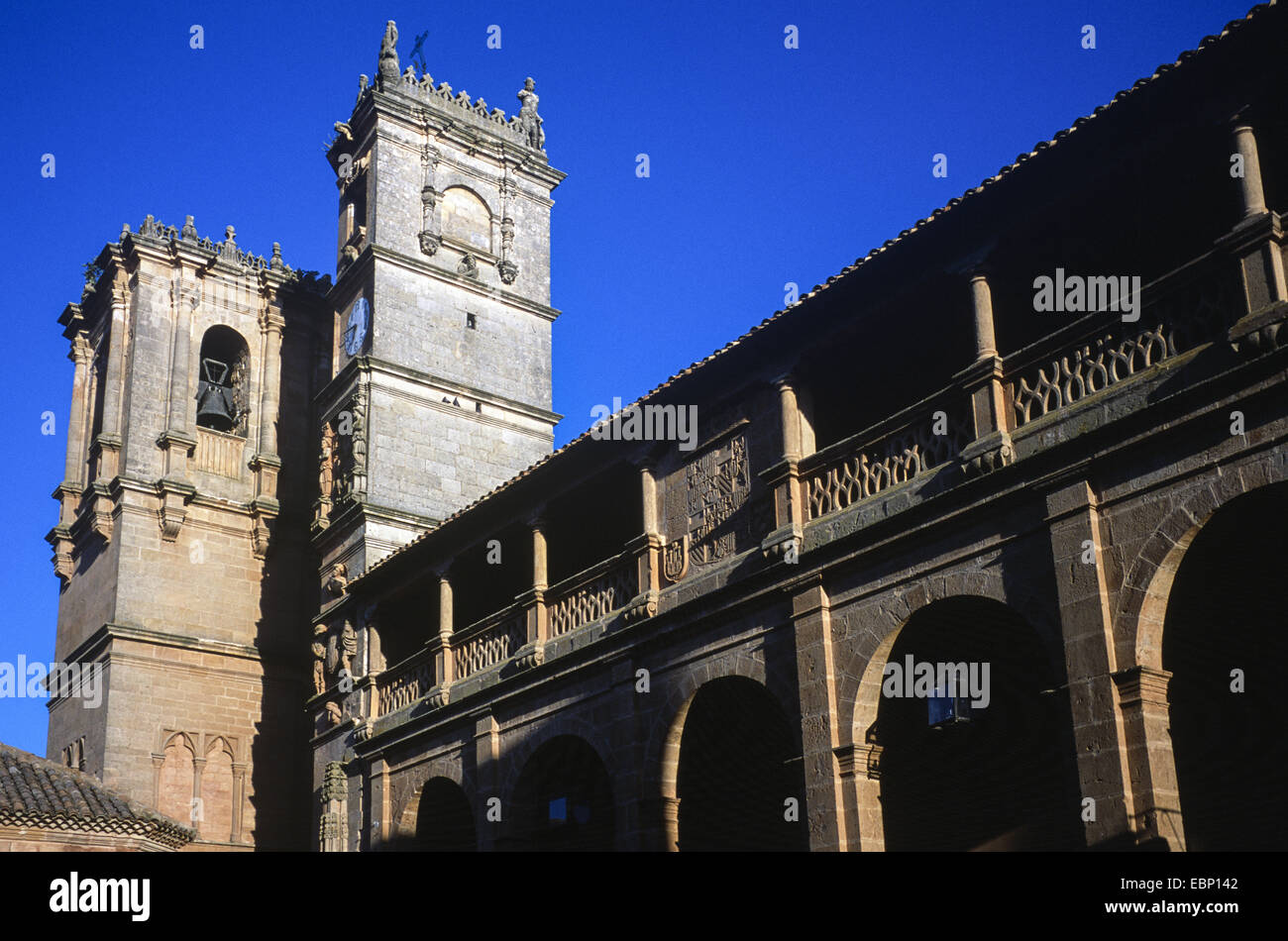Tardón and Trinidad towers, Alcaraz. Albacete province, Spain Stock Photo