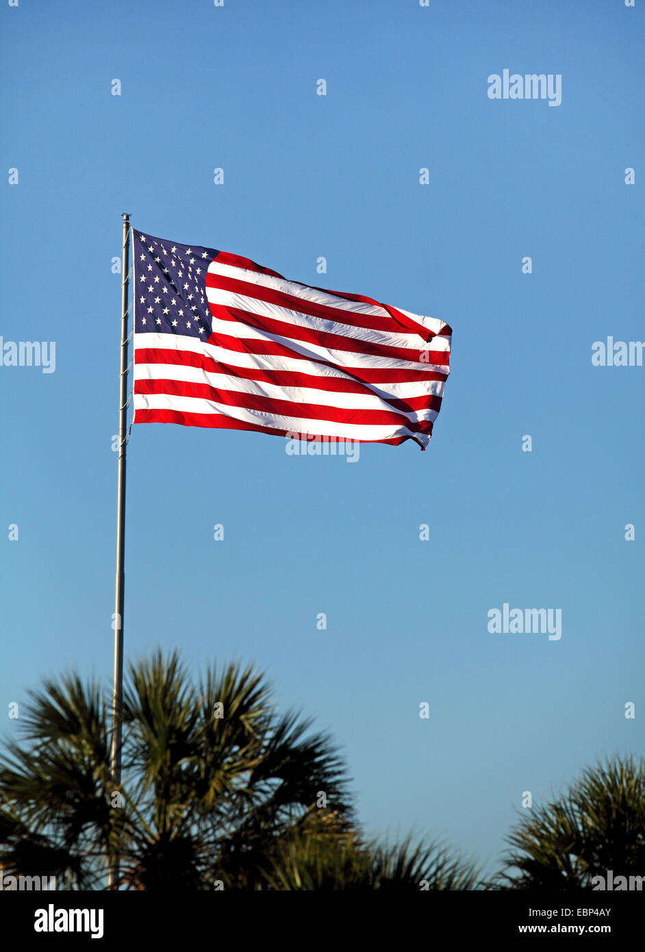 the American flag, USA, Florida, Fort de Soto Stock Photo