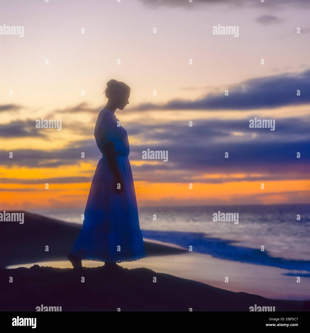Woman long dress silhouette hi-res stock photography and images - Alamy