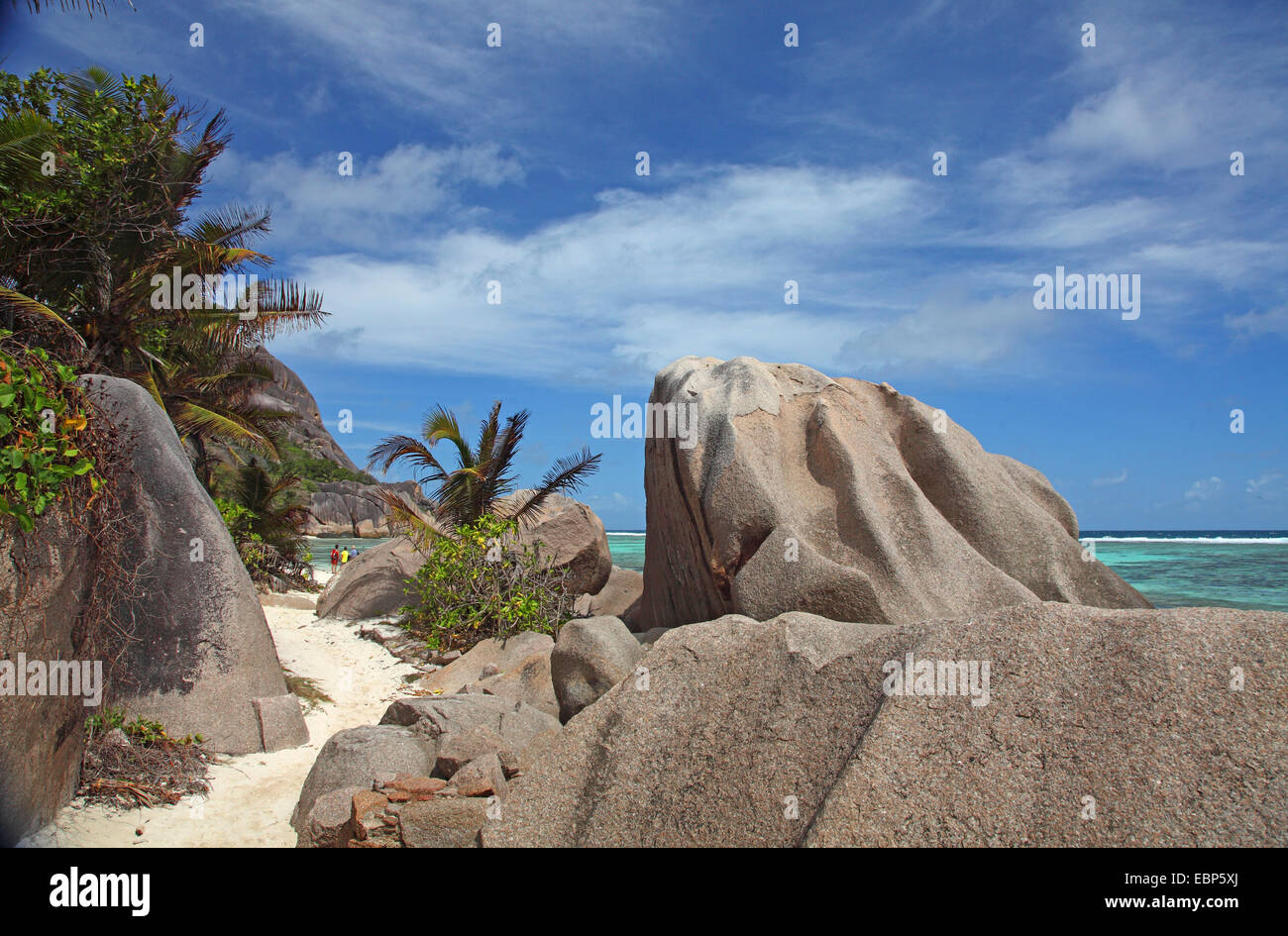 coast Anse Source d Argent, Seychelles, La Digue Stock Photo