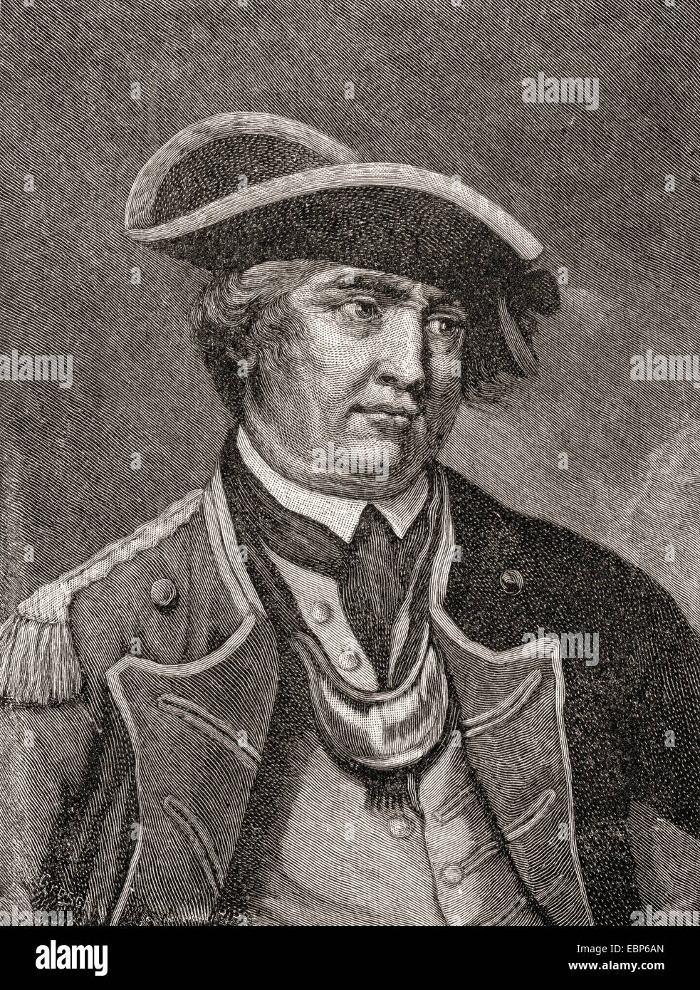 Israel Putnam, 1718 –1790.  American army general officer and Freemason, popularly known as 'Old Put', who fought with distinction at the Battle of Bunker Hill (1775) during the American Revolutionary War. Stock Photo