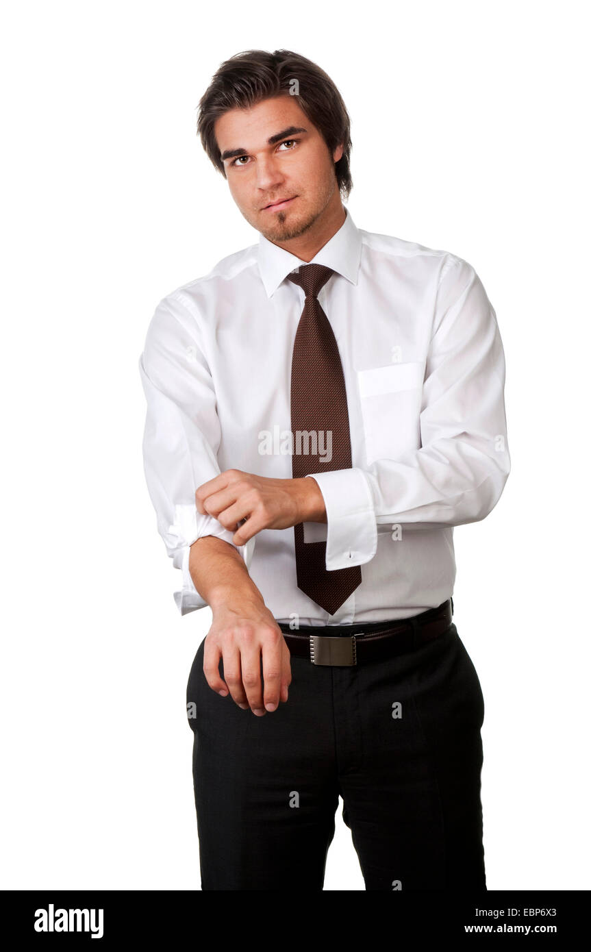 businessman rolling up his sleeves, Germany Stock Photo