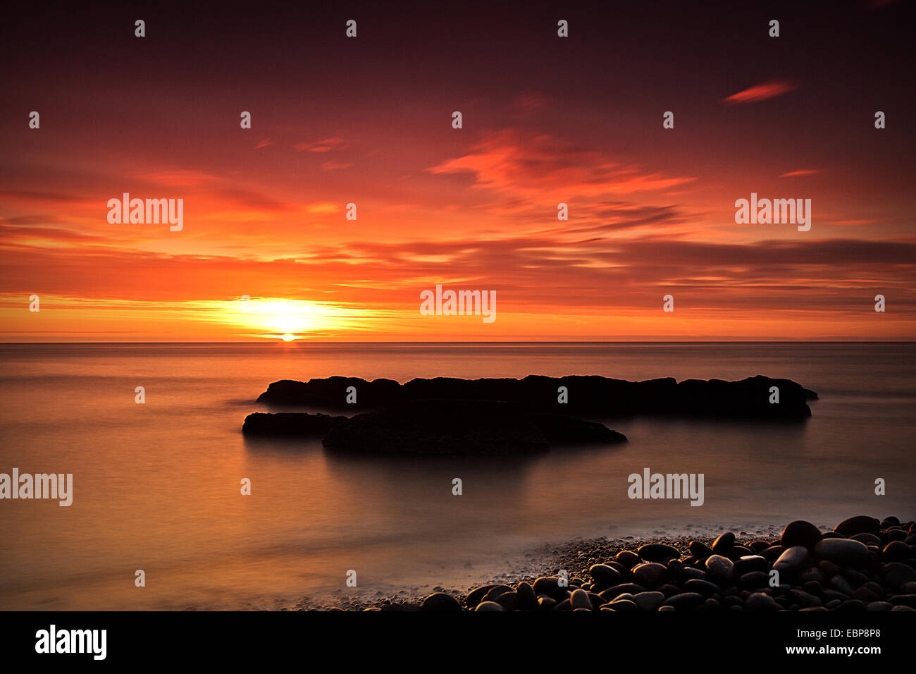 Sunset, Landscape, Seascape, Rocks, Sun, Warm, Bright, Colours, colors, Sunrise, Water, Pebbles, Advertisement Stock Photo