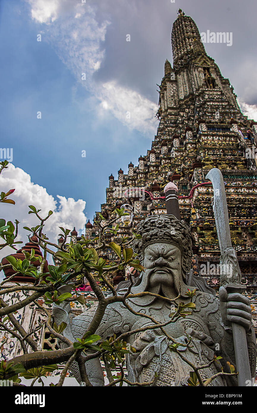 Guardian in Arun Wat Bangkok Stock Photo