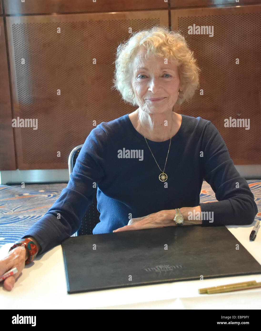Actors from popular Sci-Fi films attend an autograph session at FedCon 23  Featuring: Diana Muldaur Where: Dusseldorf, Germany When: 31 May 2014 Stock Photo