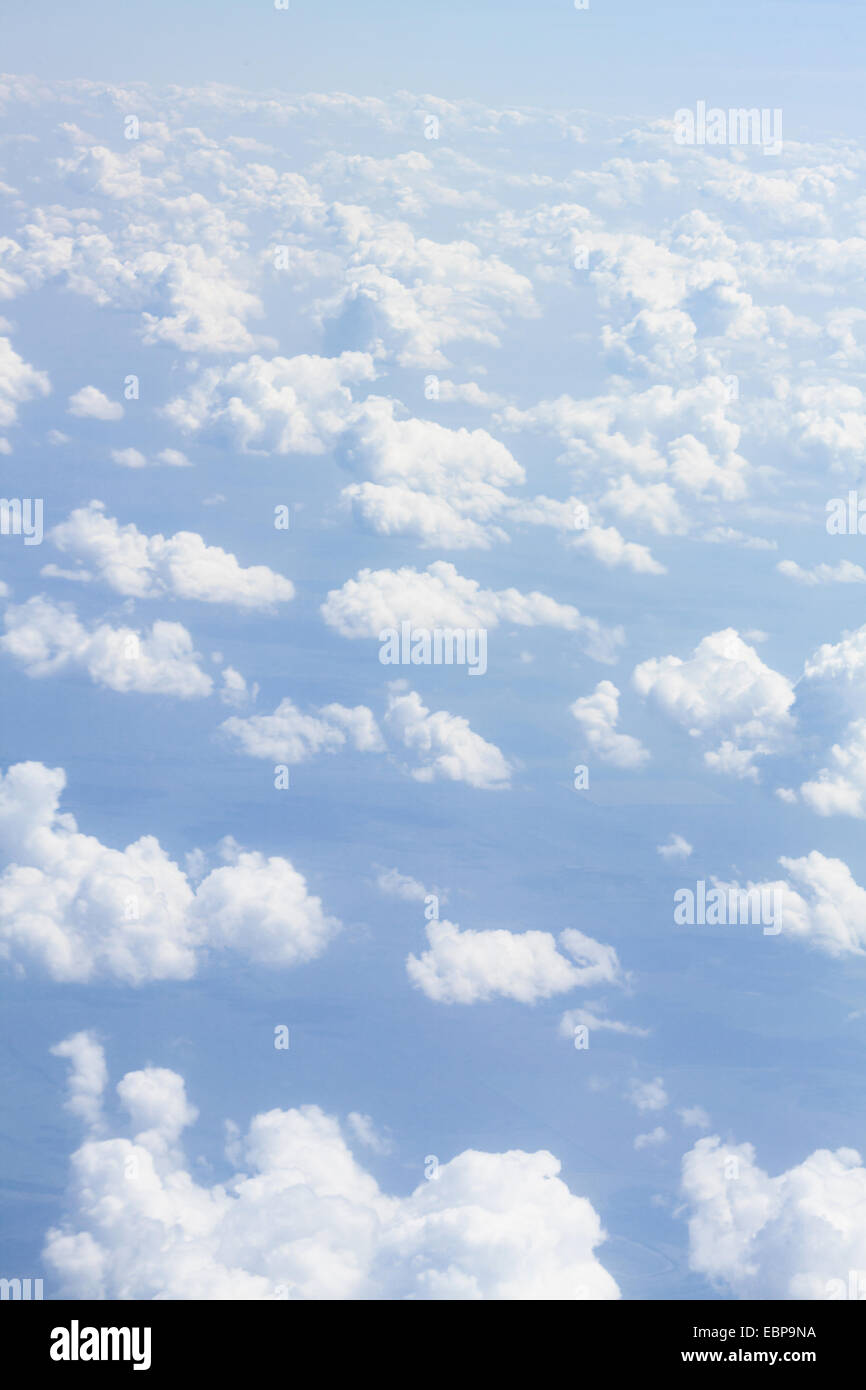 Blue sky with clouds background. View from airplane Stock Photo - Alamy