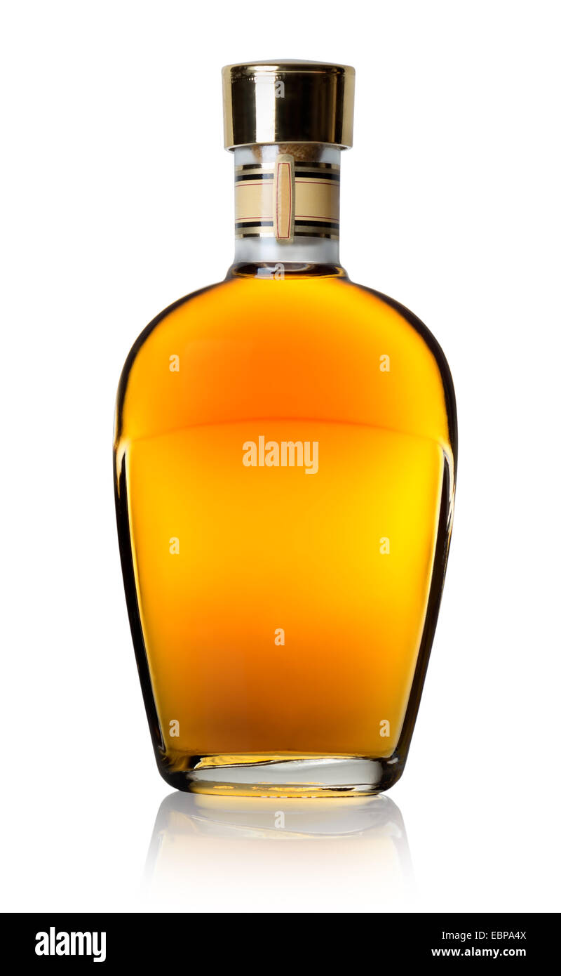 Cognac in a bottle isolated on a white background Stock Photo