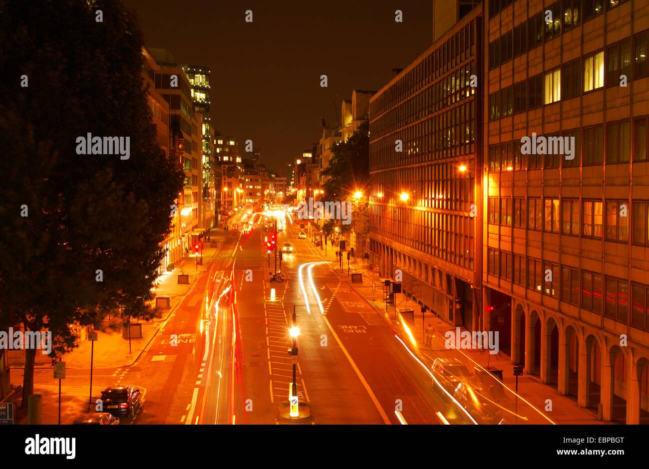 Farringdon Street at night from Holborn Viaduct Stock Photo Alamy
