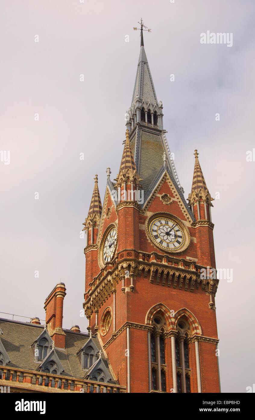 Clock tower at Saint Pancras Station in London, England Stock Photo