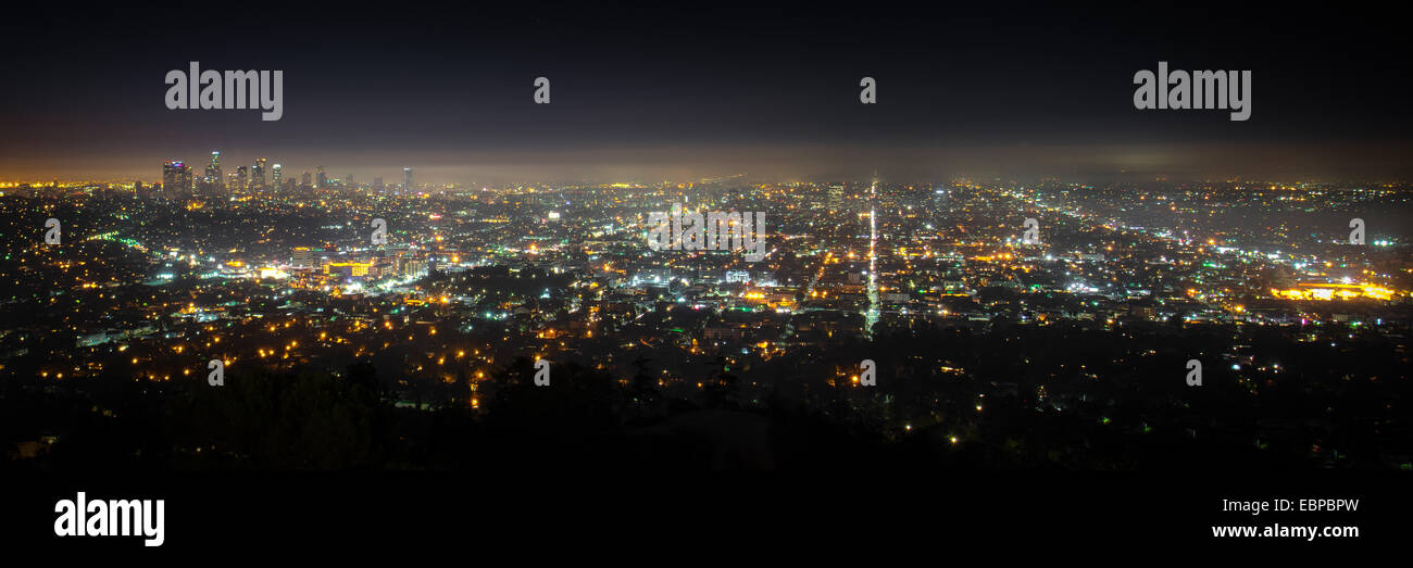 City of Los Angeles as seen from the Griffith Observatory at night, Los Angeles County, California, USA Stock Photo