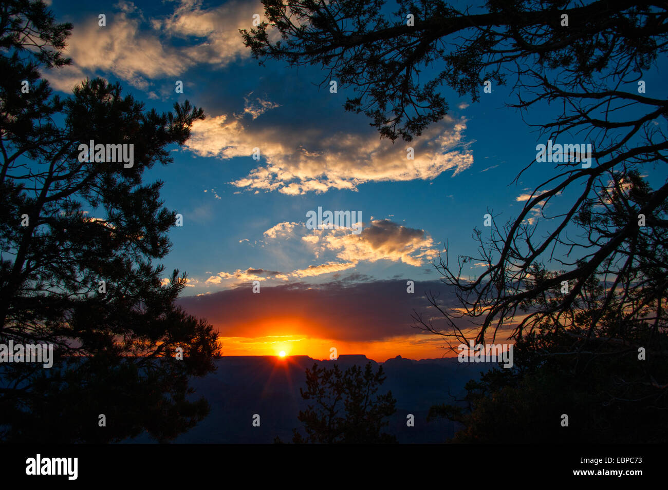 Sunset over the Grand Canyon, Arizona, USA Stock Photo