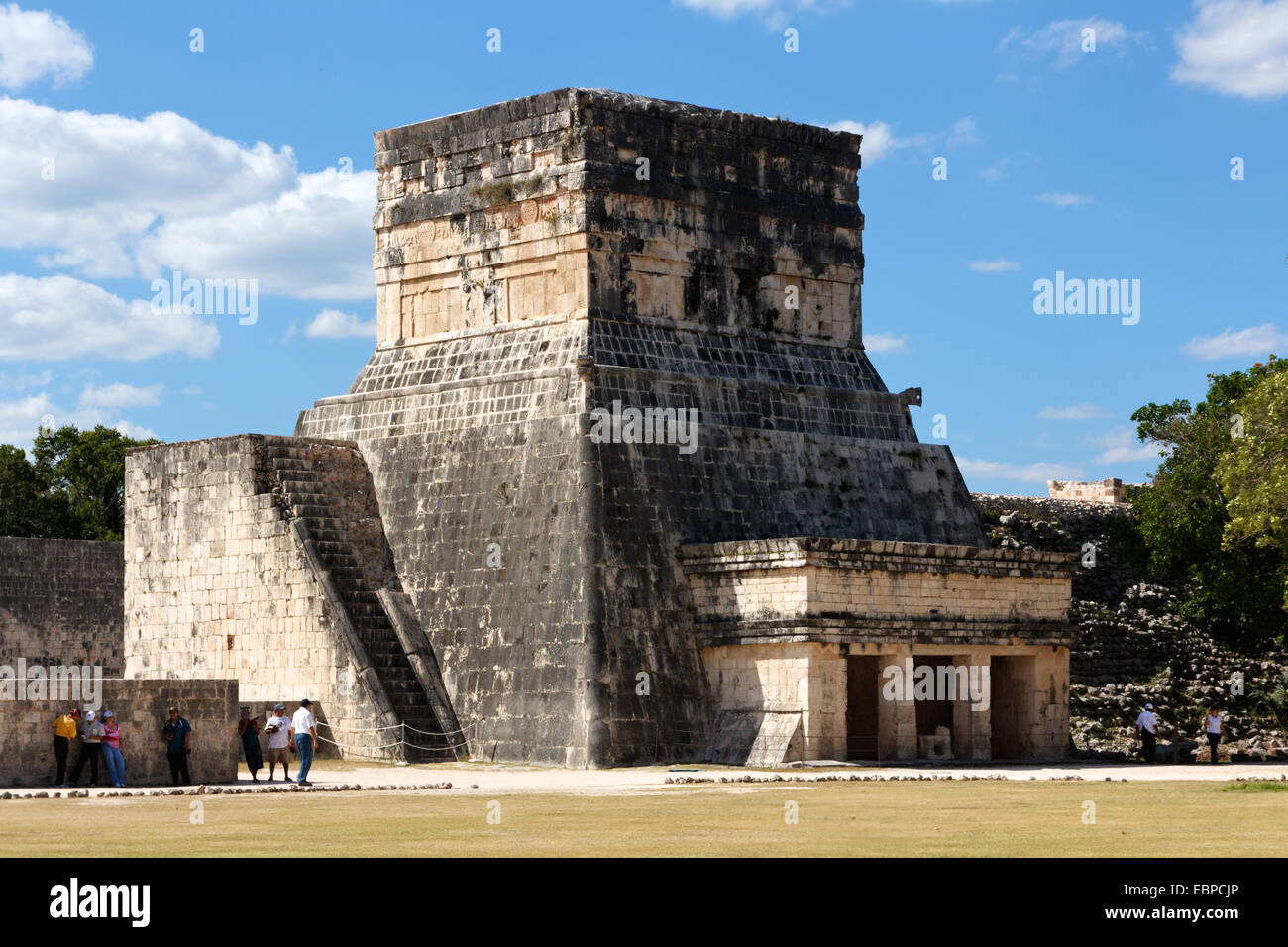 Small tower forming part of the Juego de Pelota (ball game) sports field among the Mayan ruins of Chichen Itza, Yucatan, Mexico. Stock Photo