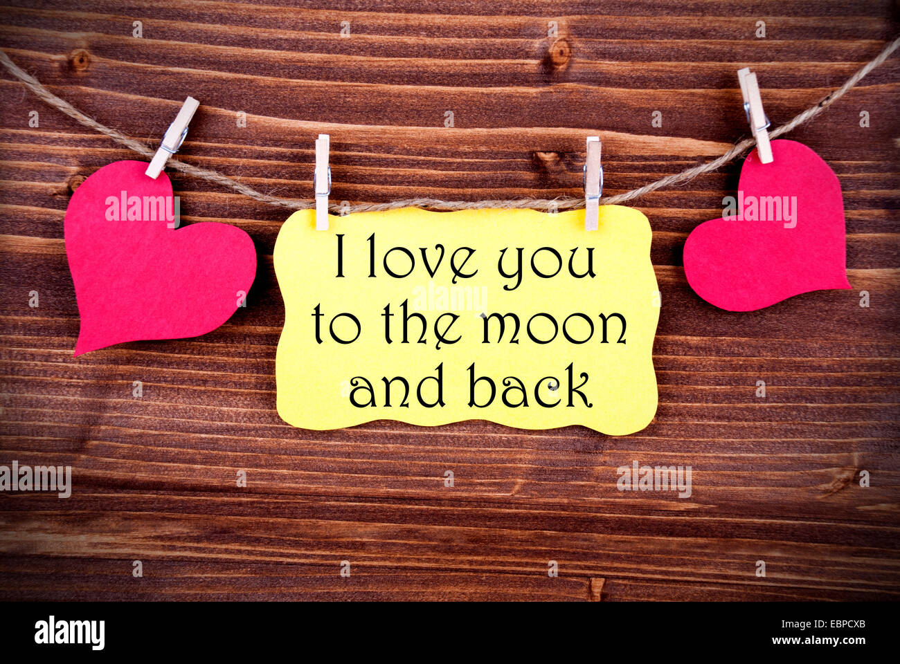 Yellow Tag Or Label With Two Hearts On A Line With I Love You To The