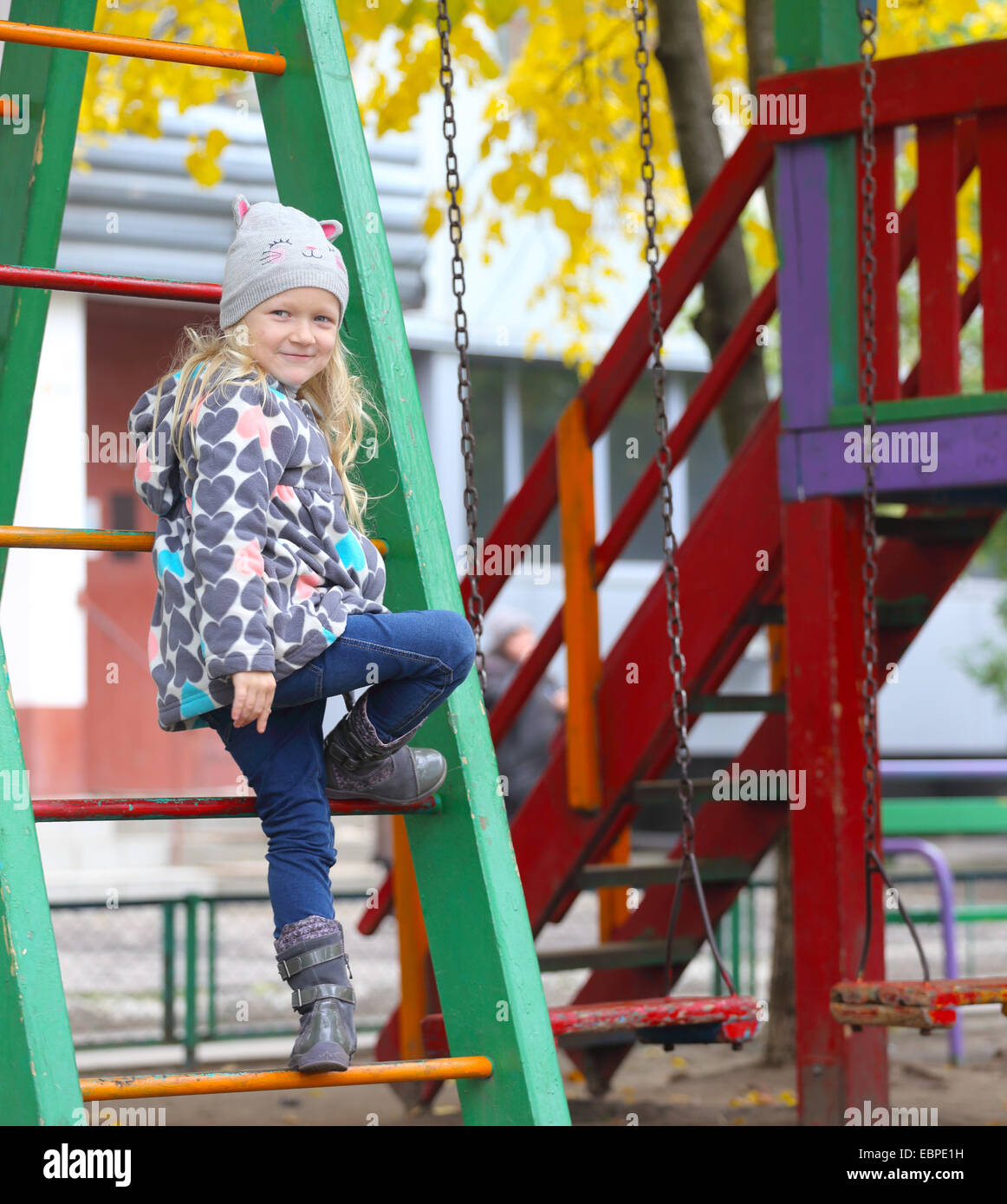 smiling little girl at the playground Stock Photo - Alamy