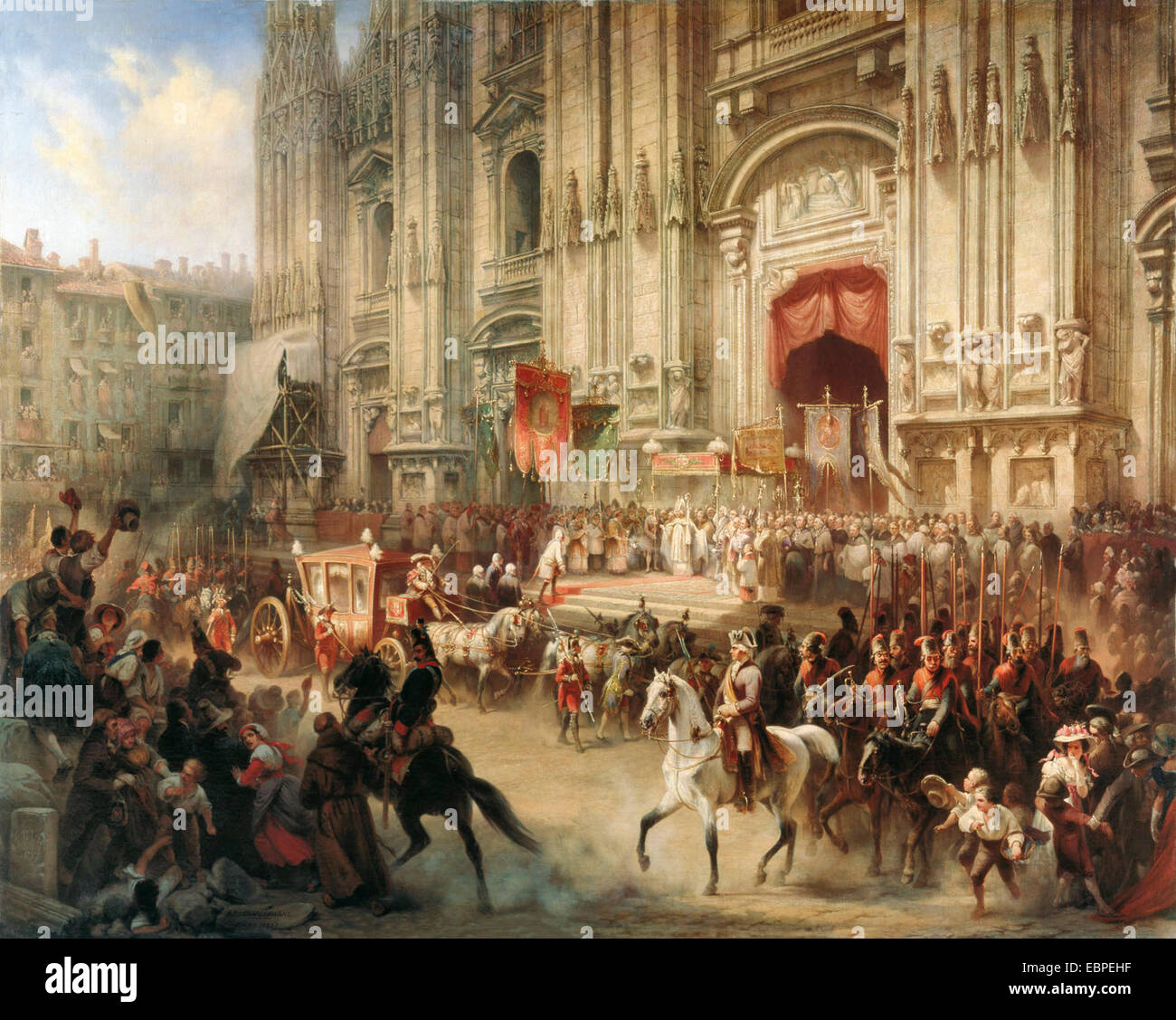 General Suvorov in Milan, April 1799. Ceremonial reception of Alexander Suvorov in Milan, April 1799 Stock Photo