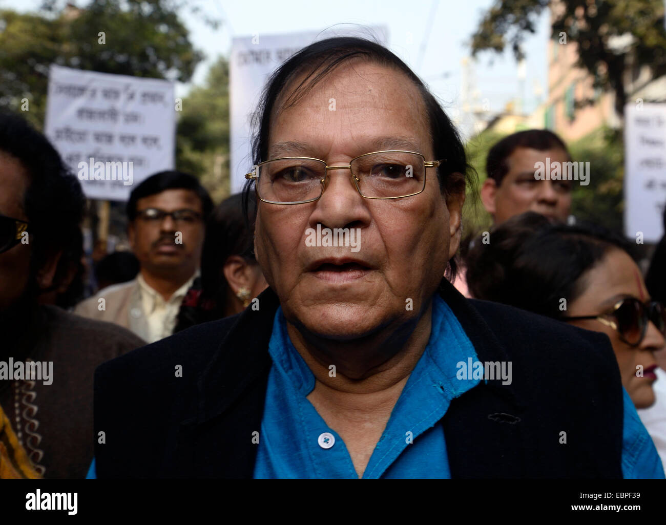 Nimu Bhowmik joins BJP minded artists, intellectuals and positive thinker rallied from College Square to Dharmatala protesting against the recent SARADHA SCAM. © Saikat Paul/Pacific Press/Alamy Live News Stock Photo