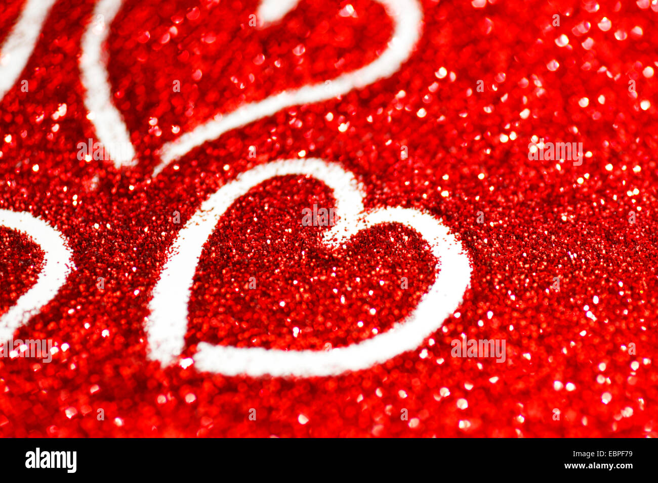 Happy Valentine's day card with hearts on glitter background Stock ...