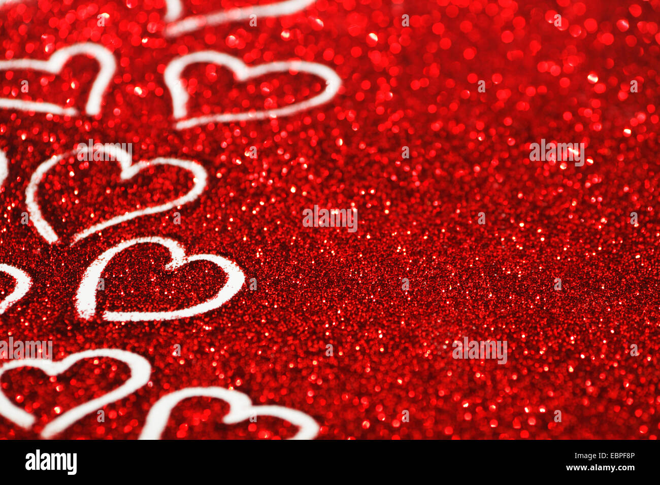 Red glitter background with hearts, valentines day design Stock Photo ...