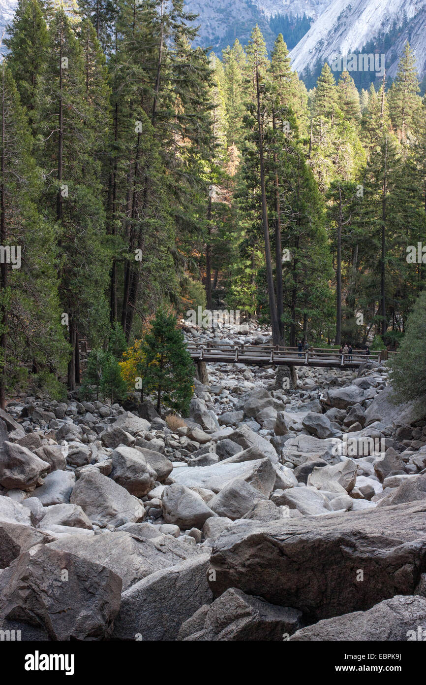 Yosemite Creek dry. Yosemite Valley, Yosemite National Park, Mariposa County, California, USA Stock Photo