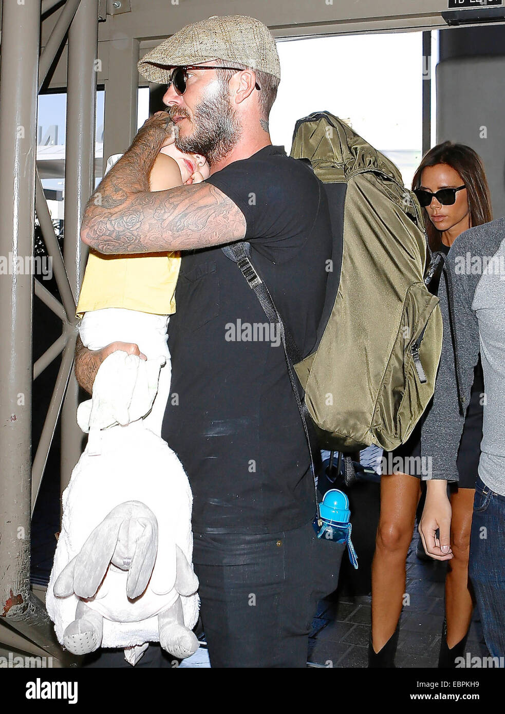 David and Victoria Beckham leave Los Angeles International (LAX