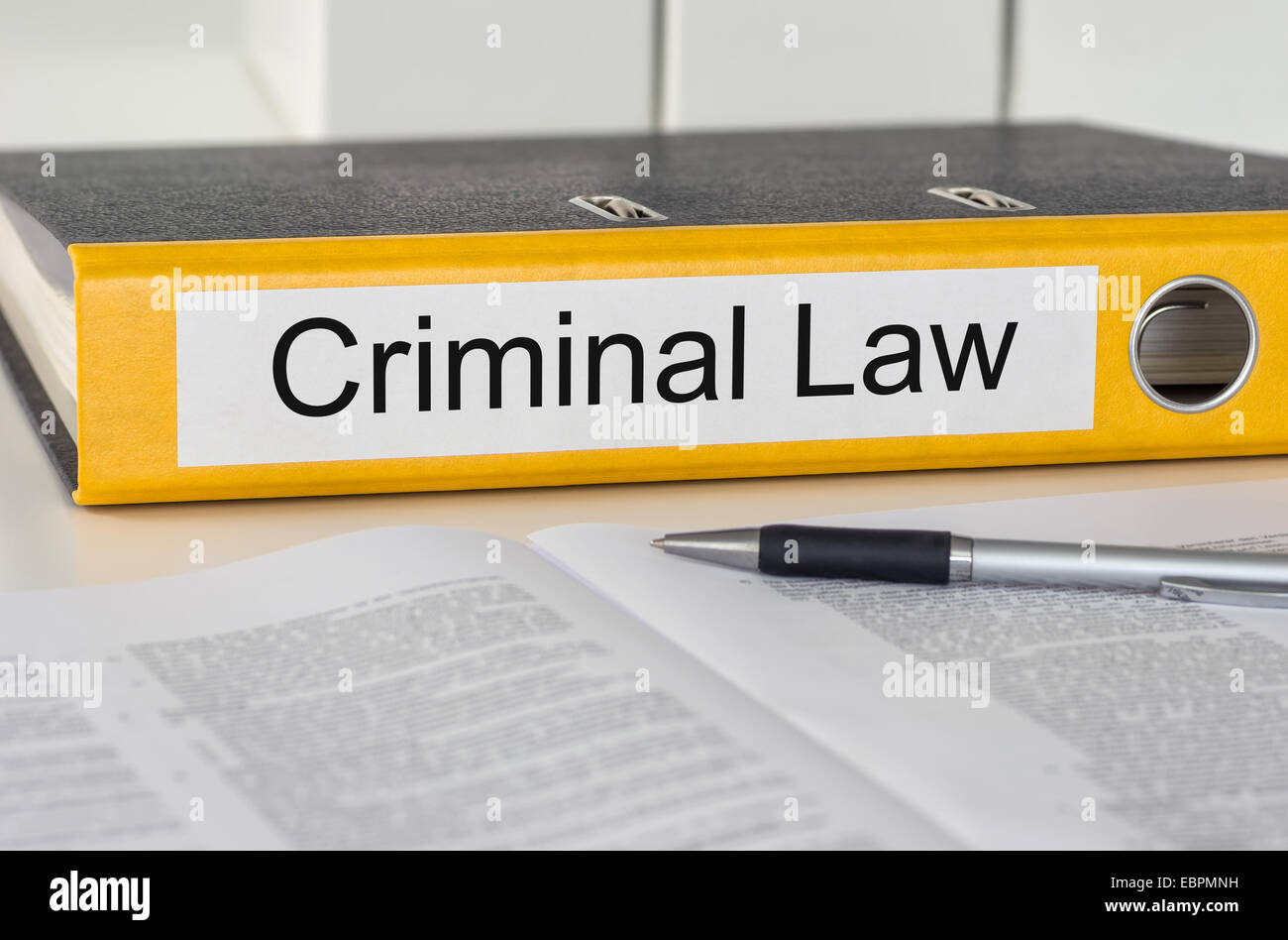 Folder with the label Criminal Law Stock Photo