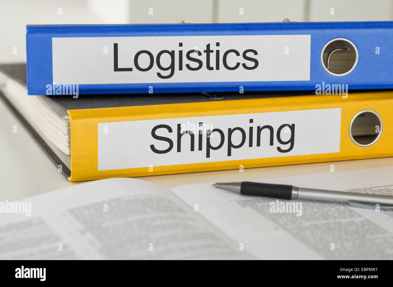 Folders with the label Logistics and Shipping Stock Photo - Alamy