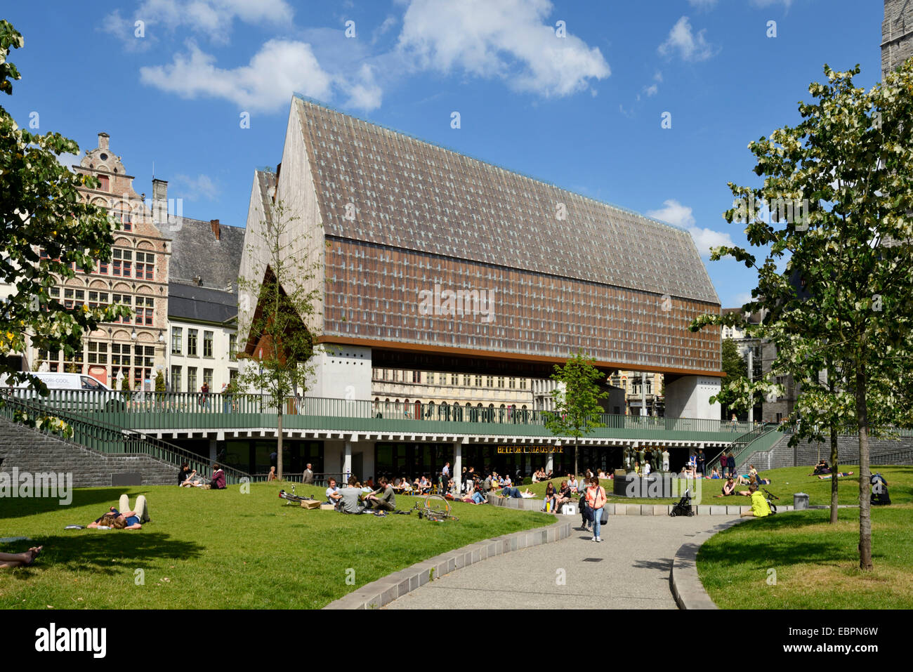 Stadshal (Market Hall), Poeljemarkt, Ghent, Flanders, Belgium, Europe Stock Photo