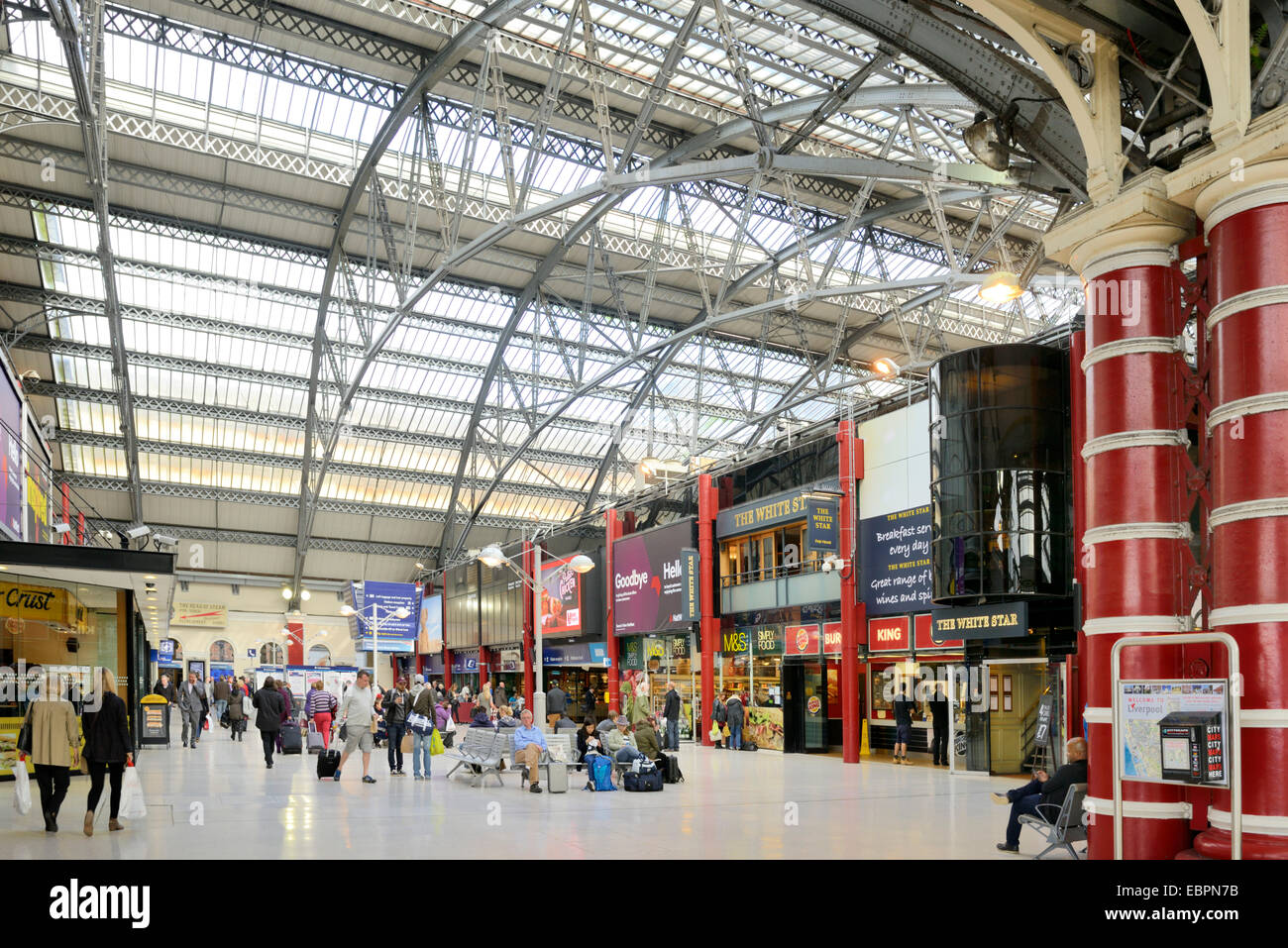 Interior of Lime Street Railway Station, Liverpool, Merseyside, England, United Kingdom, Europe Stock Photo