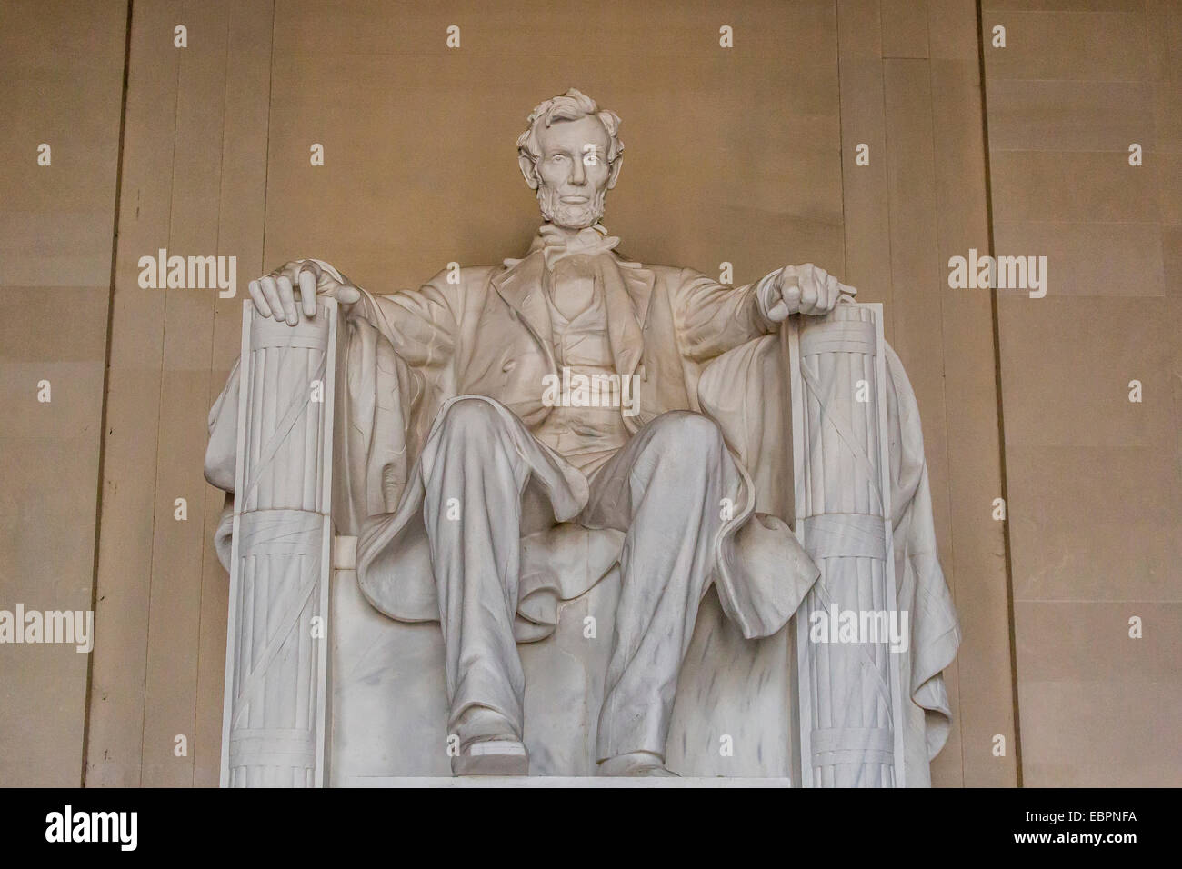 Interior view of the Lincoln statue in the Lincoln Memorial, Washington D.C., United States of America, North America Stock Photo