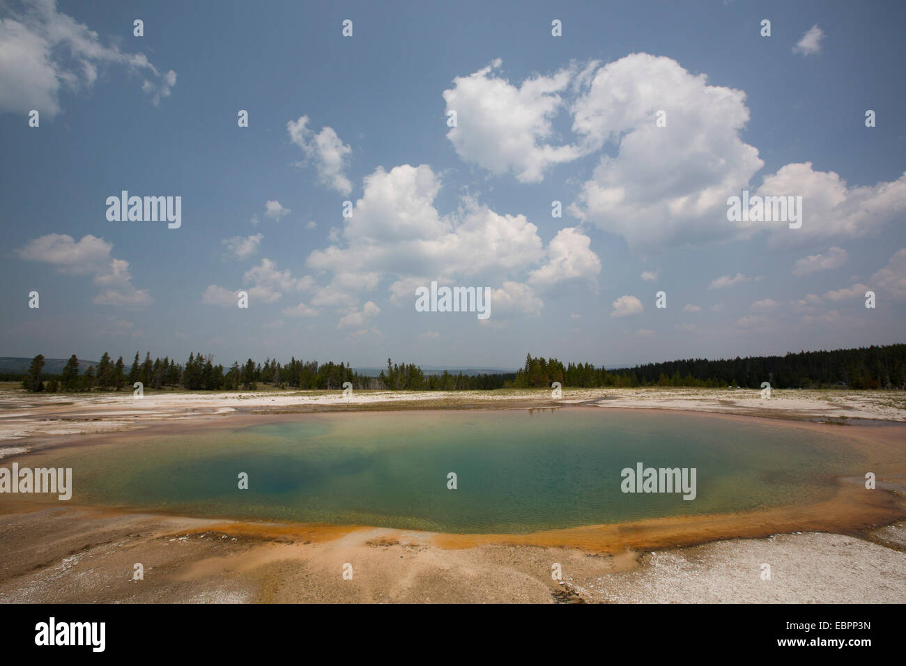Turquoise Pool, Midway Geyser Basin, Yellowstone National Park, UNESCO World Heritage Site, Wyoming, United States of America Stock Photo