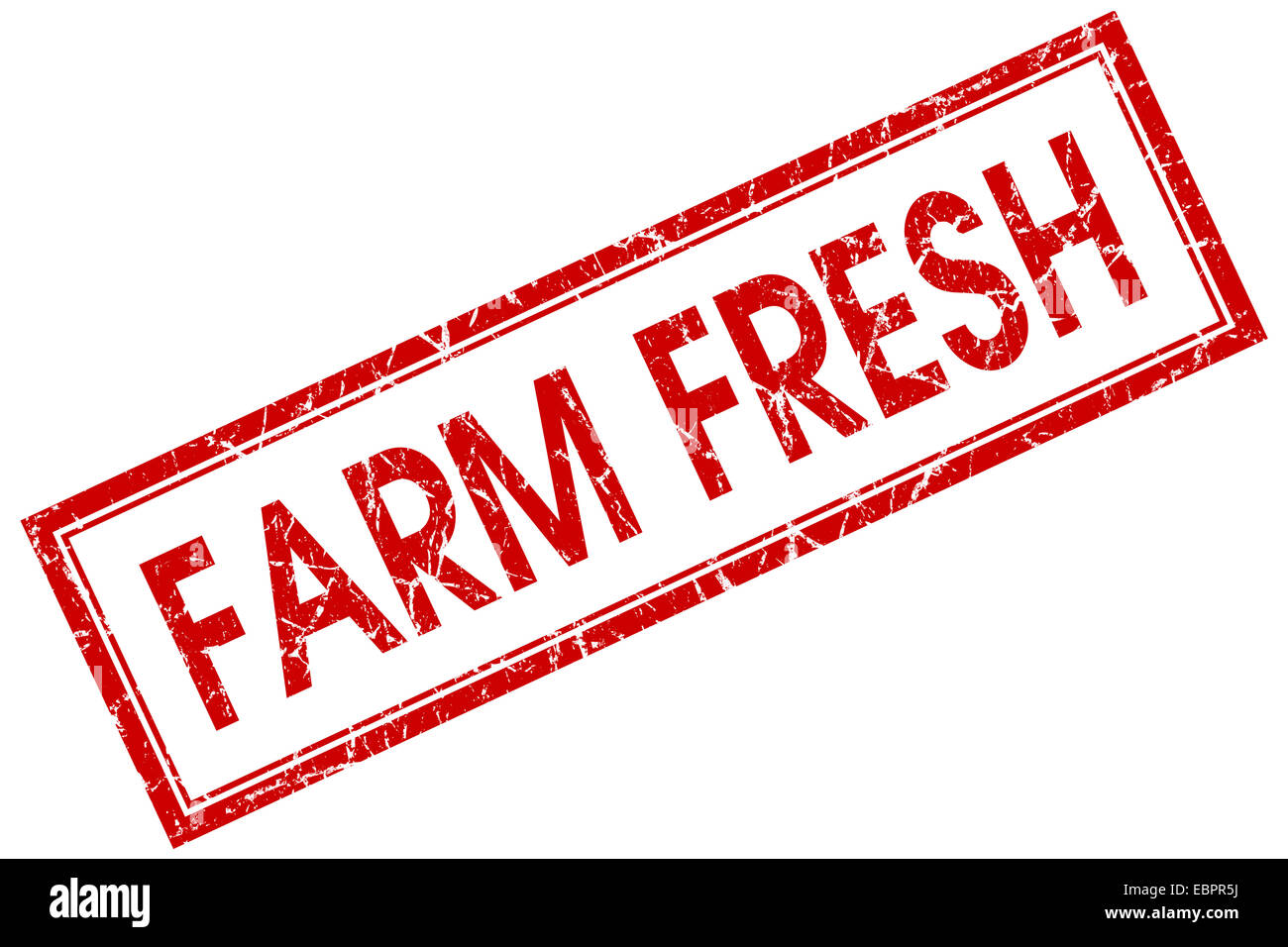 Farm fresh red square grungy stamp isolated on white background Stock ...