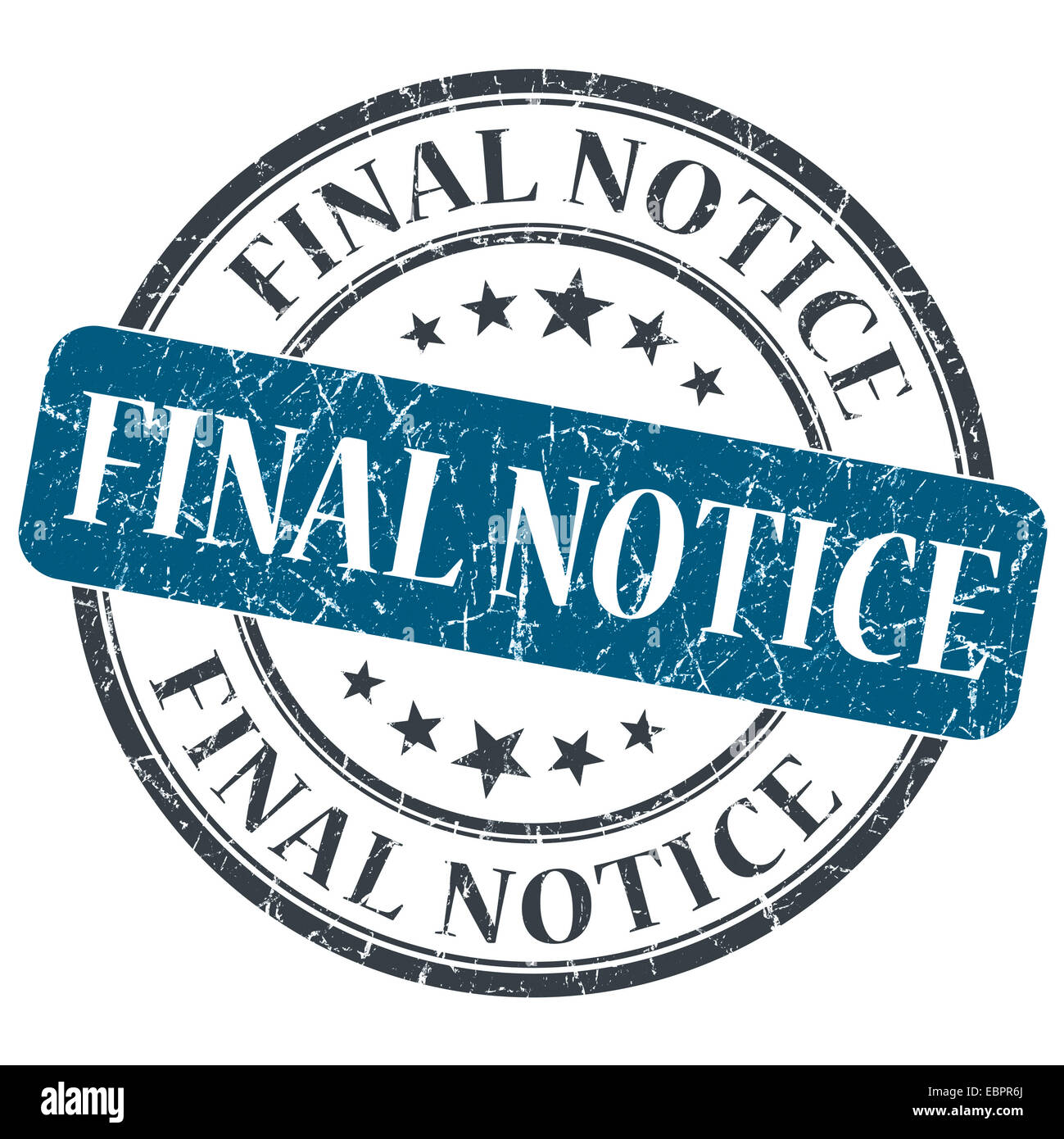 Final notice blue round grungy stamp isolated on white background Stock