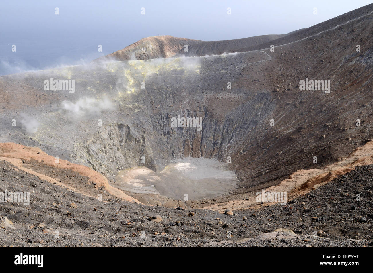 Volcanic crater on Vulcano island Aeolian islands Sicily Italy Stock
