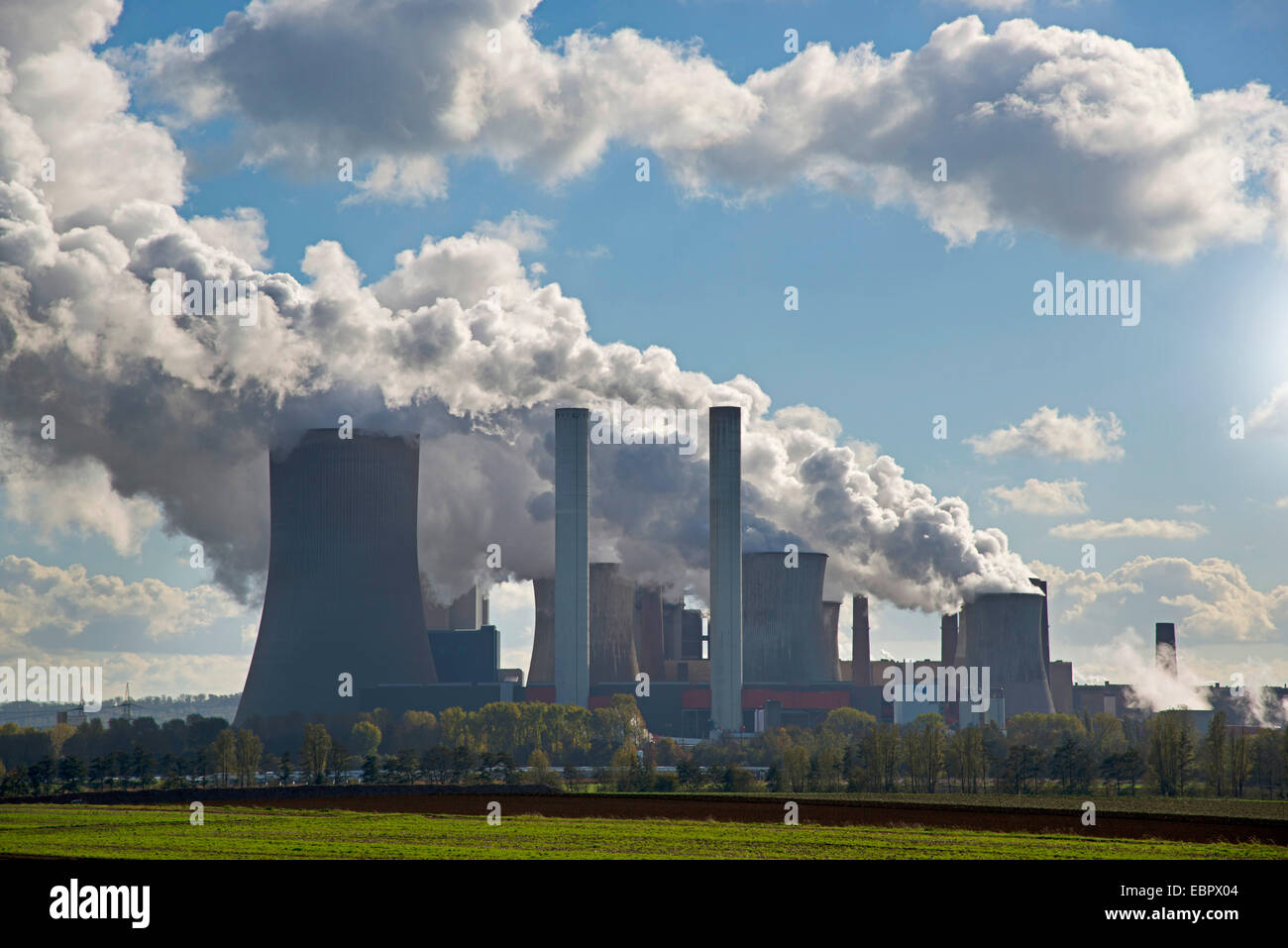 brown coal-fired power station RWE-Power in Niederaussem, Germany, North Rhine-Westphalia, Niederaussem Stock Photo