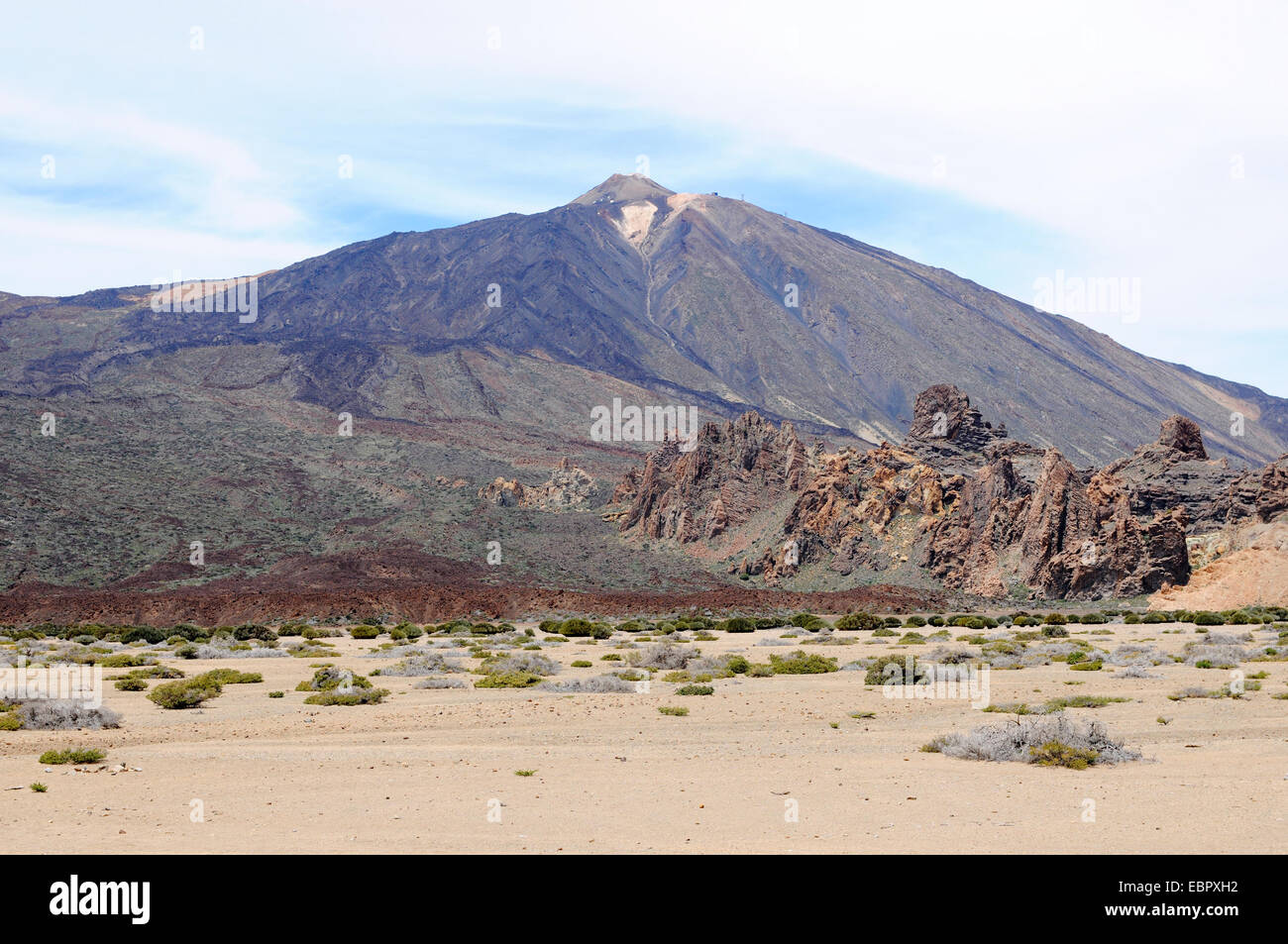 El Teide national park with treeless Llano de Ucanca valley at Tenerife (Spain) Stock Photo