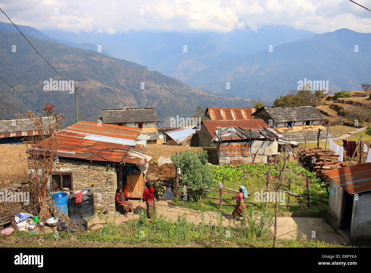 Damphus mountain village, Nepal, Kathmandu, Himalaya, Pokhara Stock