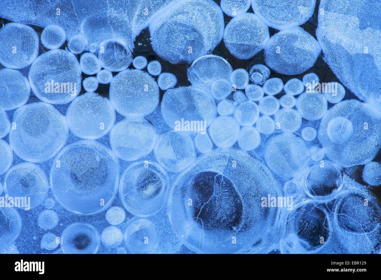 frozen air bubbles, Germany, Rhineland-Palatinate Stock Photo