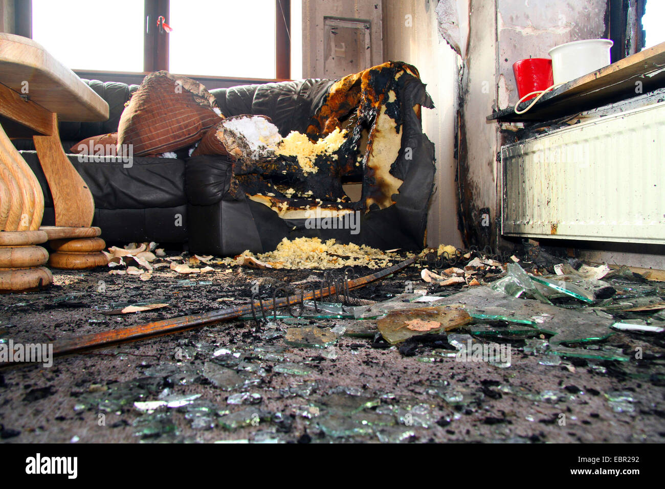 apartment after fire, Germany Stock Photo