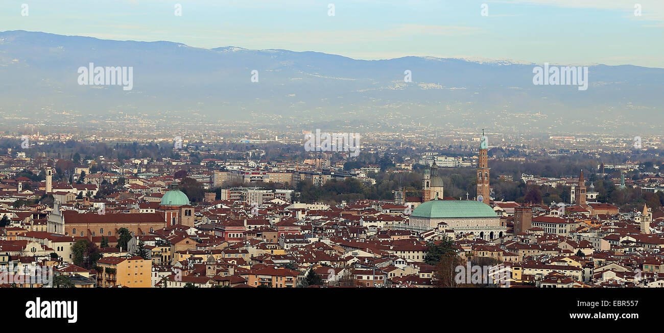 Panorama of the city of vicenza with the great basilica palladiana and the mountains in the background Stock Photo